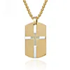 Source manufacturers spot check between the electric military brand CNC inlaid stone cross necklace cross-border men's titanium steel pendant